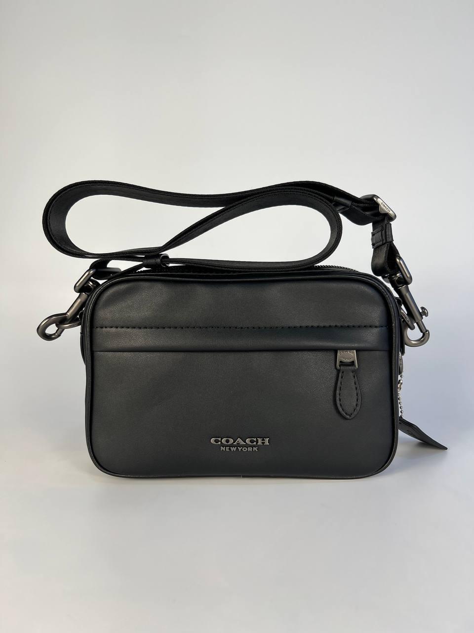 Чоловіча шкіряна чорна сумка Coach