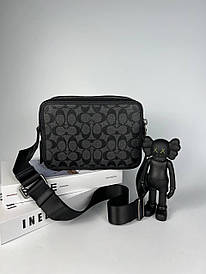 Шкіряна чоловіча сумка Coach сірого кольору