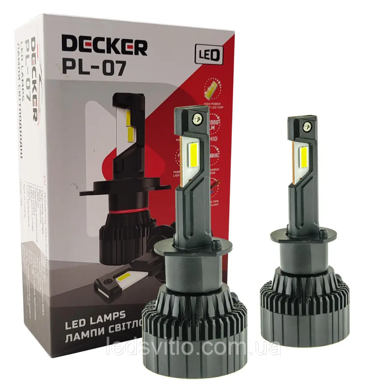LED лампи автомобільні DECKER H1 12-24V (9-32V) 60W 12000Lm 6000K CANBUS (комплект 2шт)