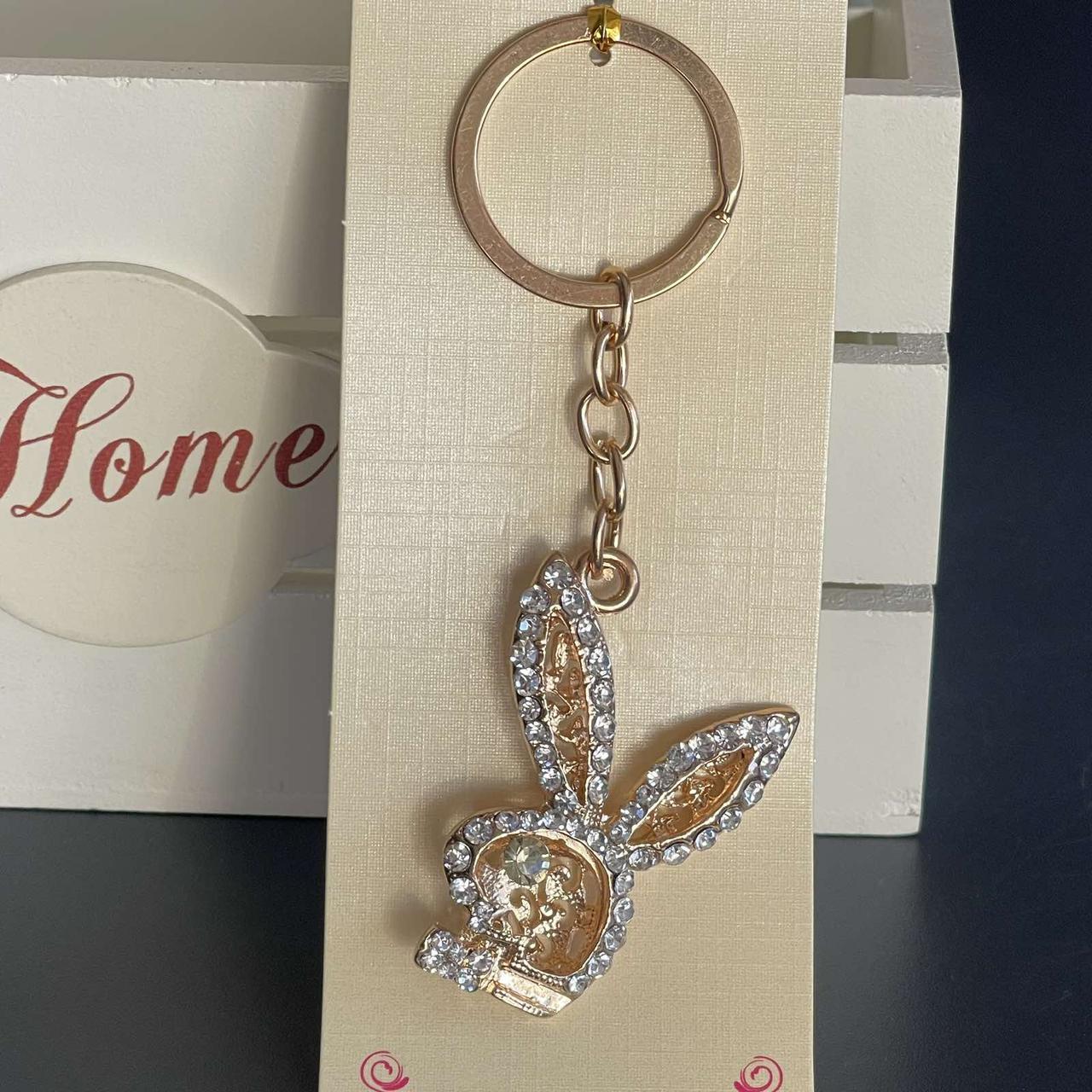 Брелок з камінням "Play Boy", металевий, Брелок со стразами "Play Boy", фото 1