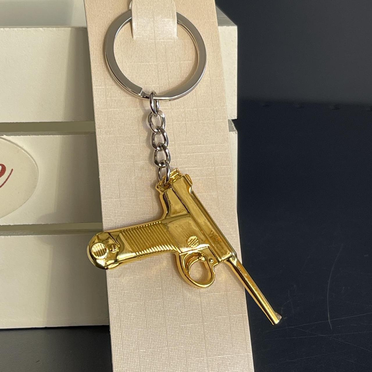 Брелок "Пістолет", металевий, золотий, фото 1