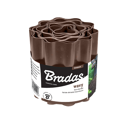 Бордюрна стрічка для клумб, 9 м х 10 см, коричневий, бортик для клумби Bradas (Польща)