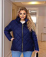 Демісезонна жіноча коротка стьобана куртка батал з капюшоном і кишенями (р.54-72). Арт-1920/43