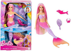 Лялька Барбі русалока "Кольорова магія" Дримтопія Barbie Mermaid Doll "Malibu" with Pink Hair HRP97