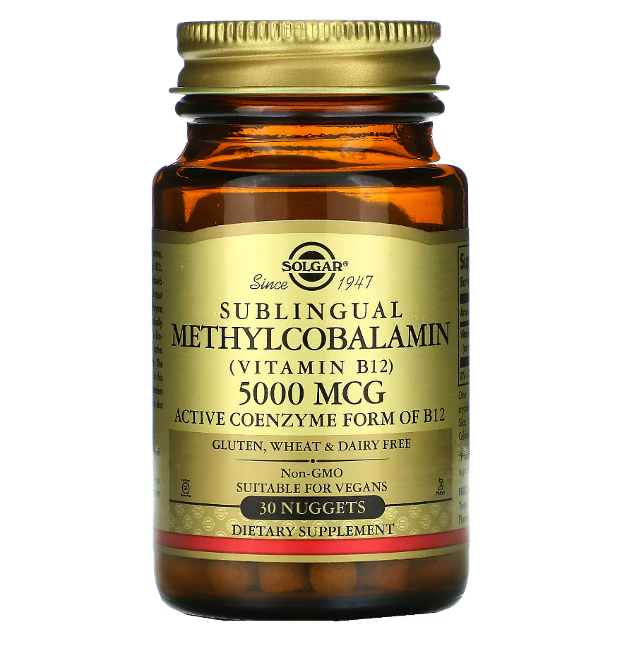 Vitamin B12 Sublingual Methylcobalamin 5000 мкг Solgar 30 таблеток, фото 1
