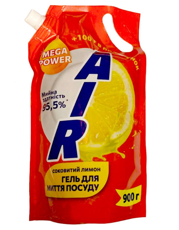 Гель для миття посуду "AIR" дой-пак, соковитий лимон 1000г (4820210441112)