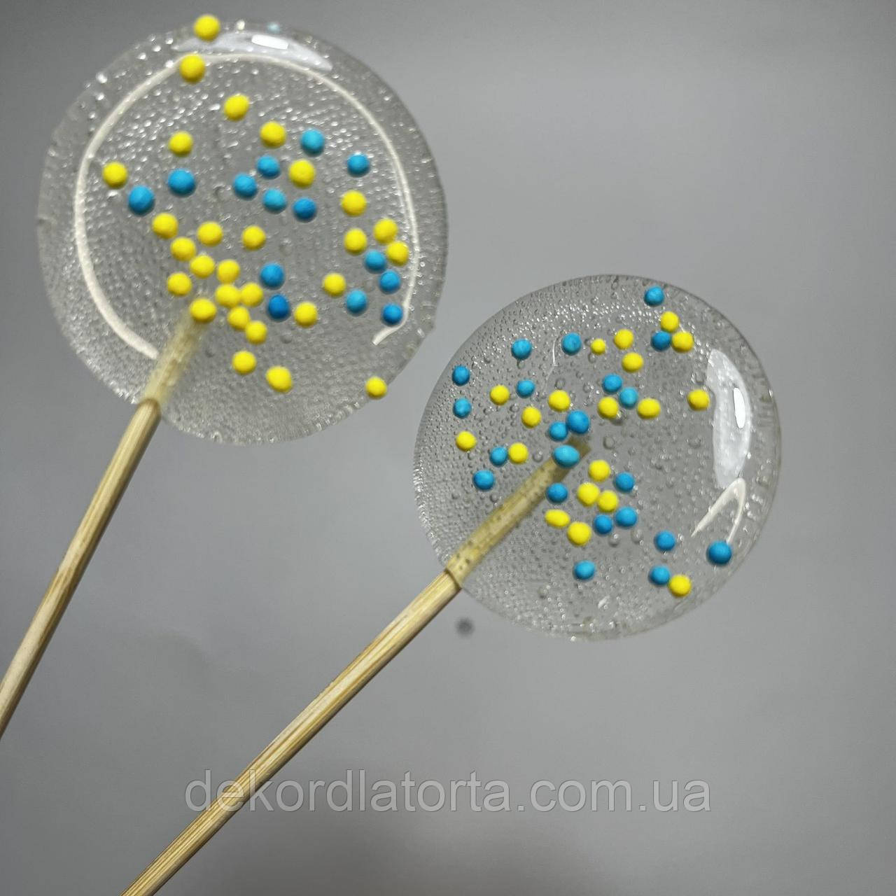 Льодяник круглий прозорий патріотичний 4 см