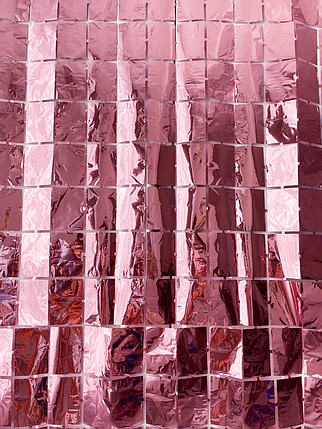 Шторка для фотозони квадратиком (фольгована) | Рожевий 1х2м, фото 2