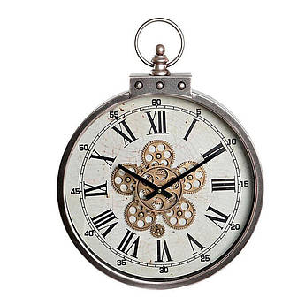 Годинник настінний металевий круглий з відкритим механізмом Brandani