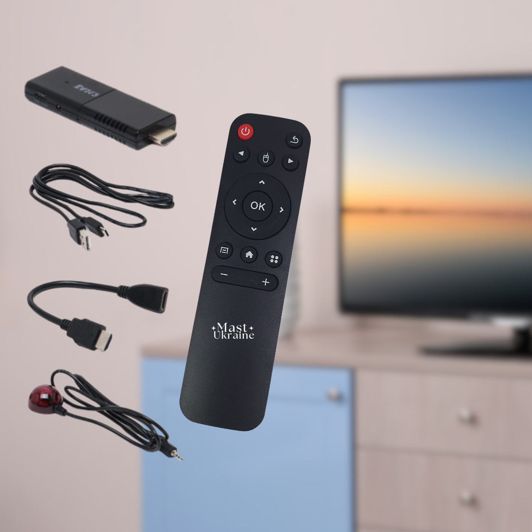 Смарт ТВ приставка Androidtv TV Stick 4K Ultra HD, 2/16 ГБ, підтримка Wi-Fi, HDMI та USB для домашнього кінотеатру MDZ-27-AA