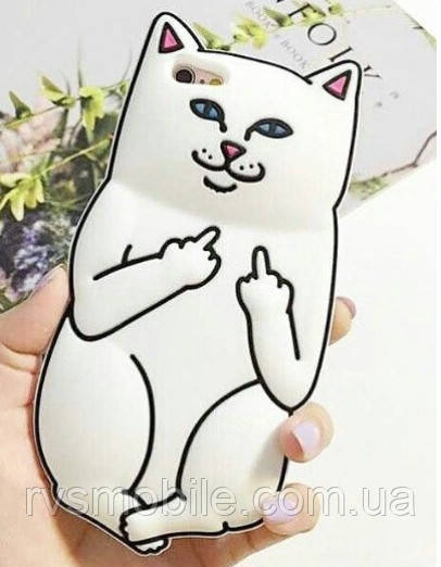 Силіконовий чохол для iPhone 8 Plus / 7 Plus - Cat F**k, Білий