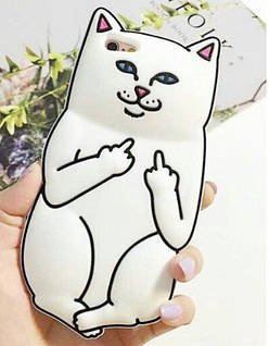 Силіконовий чохол для iPhone 8 Plus / 7 Plus - Cat F**k, Білий