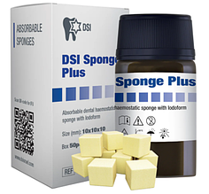 Гемостатична губка з йодоформом DSI Sponge Plus, 10х10х10мм 50 шт\уп