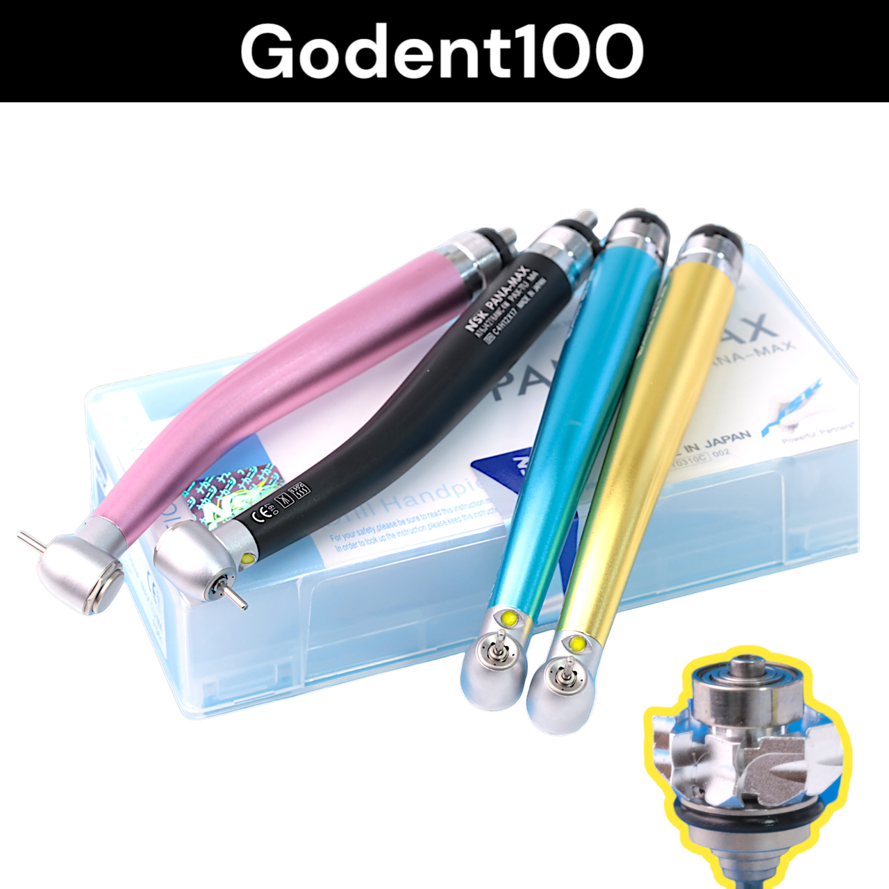 Турбінний наконечник НСК ПАНА-МАКС (NSK PANA-MAX LED)з підсвіткою кольорові (1шт)