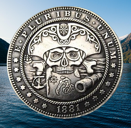 Монета сувенір, долар СШАang 1881 Череп Капітана Піратів