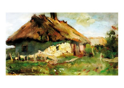 Листівка Українське мистецтво - Хата на околиці села, фото 1