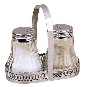 GIPFEL Набір для приправ 3 пр.10, 5х5х10, 5 см скляні ємності з кришками з нерж. сталі на сталевій підставці