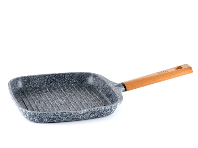 GIPFEL Сковорода-гриль 24см антипригарне покриття Pfluon, дерев`яна ручка, індукційне дно (літ алюм) 0782, фото 1