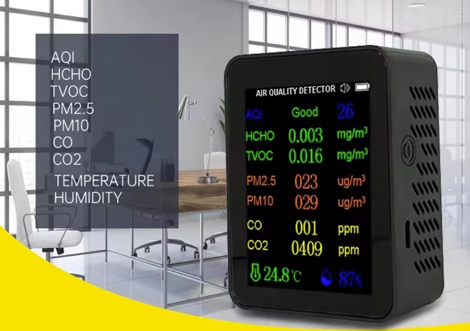 Багатофункціональний 9 в 1 детектор якості повітря CO2, CO, AQI,формальдегідів, TVOC,HCHO, пилів PM10,