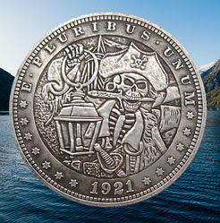 Сувенір монета долар США Годівниця 1921 р. "Пірат із ліхтарем". Hobo Coin American Morgan