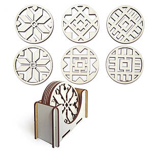 Набір підставок Етно, 6 шт у боксі з ХДФ 12*5*10 см mz719137 MAZHURA