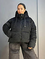 Куртка жіноча Snow Passion 1056 пуффер вельвет оверсайз широка чорна, чорний, 44-48