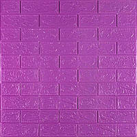 3Д-панелі Пурпурна цегла ПВХ самоклеючі Фуксія м'які панелі стіни декор 3D цегла 700x770x3мм (14-3мм)