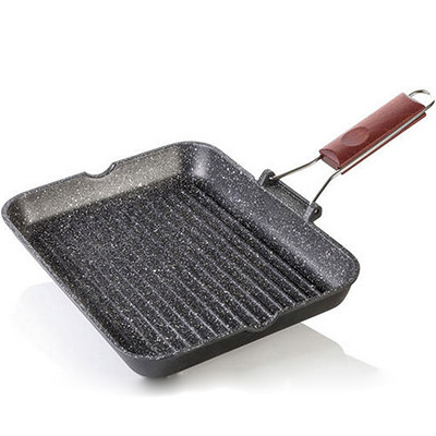 Сковорода -гриль антипригарне покриття , дерев`яна ручка , 36х26см " Granito " 0092GRL/36HS RISOLI, фото 1