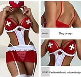 Жіночий ігровий стрейчевий костюм блузка, медсестри, головний убір, трусики, фото 4