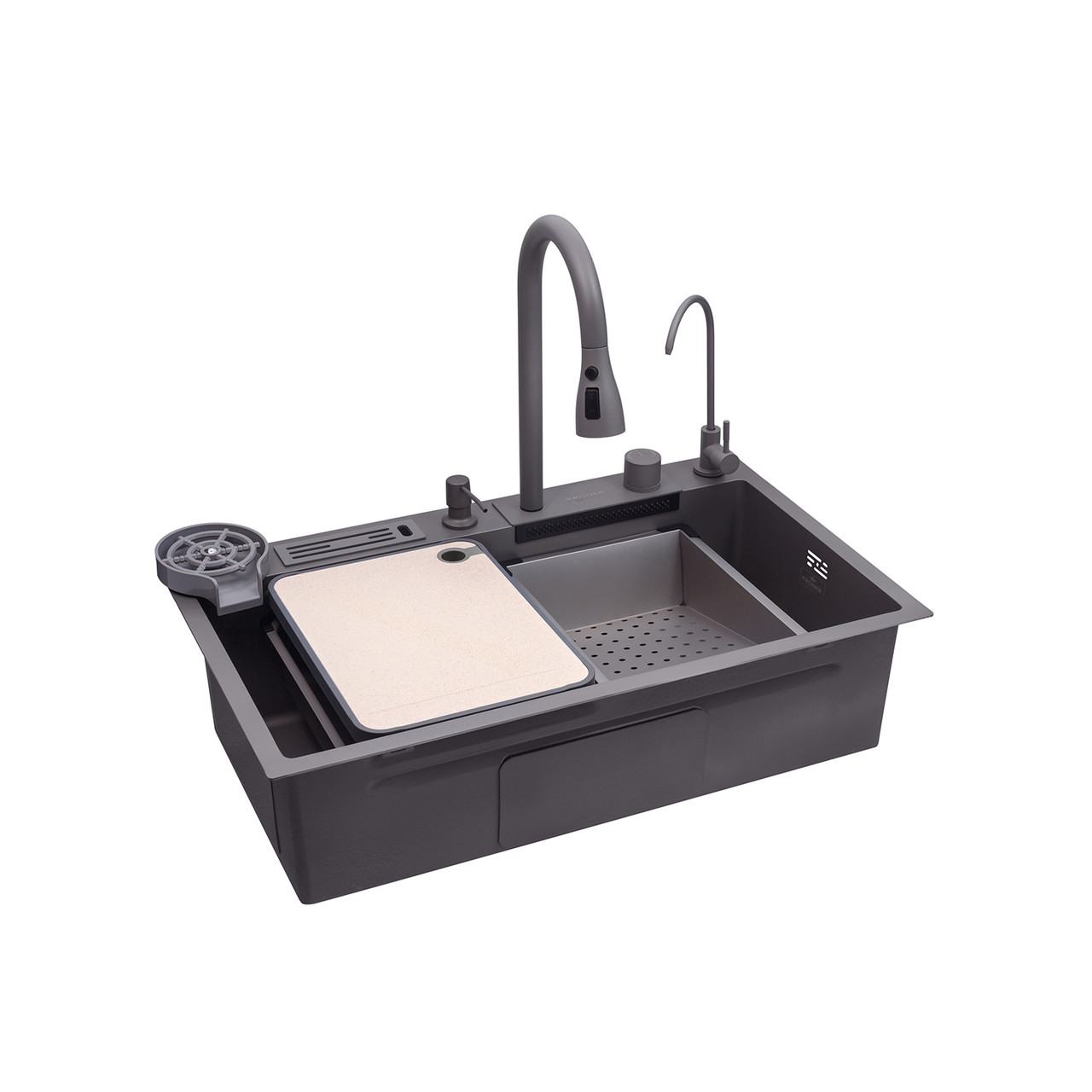 Кухонна мийка Kroner KRP Schwarze - SET7545NG PVD (3.0/0.8 мм), фото 1