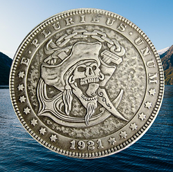 Сувенір монета долар США OF168 "Піратський череп". Hobo Coin American Morgan