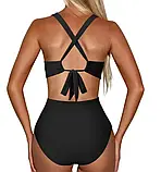 Жіночий купальник чорного кольору приховує зайвий животик, фото 4