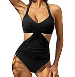 Жіночий купальник чорного кольору приховує зайвий животик, фото 5