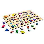 Дитяча розвивальна дошка-сортер "Азбука, Цифри, Фігури" Арт-15471 А3, фото 2