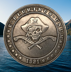 Сувенір монета долар США Банк 1921г "Піратський череп і пістолети". Hobo Coin American Morgan