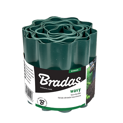 Бордюрна стрічка для клумб, 9 м х 10 см, зелена, огорожа для клумби Bradas (Польща)