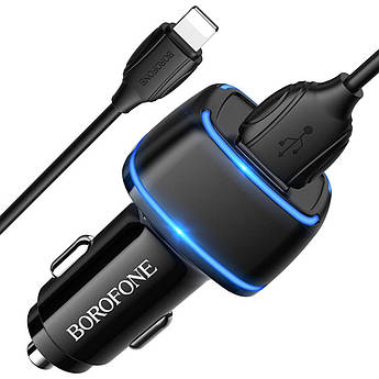 Зарядний пристрій Borofone 2USB з кабелем Lightning BZ14 Max Black