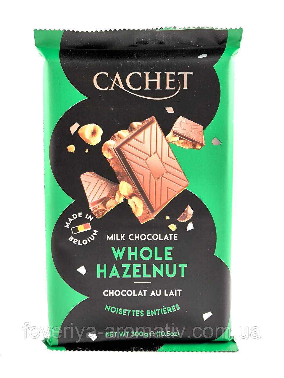 Шоколад молочний з фундуком Cachet Milk Chocolate Hazelnut 300г (Бельгія)