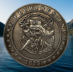 Сувенір монета долар США 1879 р. Фермаха "Піратський череп і якір". Hobo Coin American Morgan