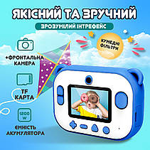 Фотоапарат дитячий камера миттєвого друку Динозавр Full HD Синій, фото 5