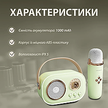 Колонка портативна з мікрофоном C-20 BT/TF/USB/FM 5 Вт Зелений, фото 3