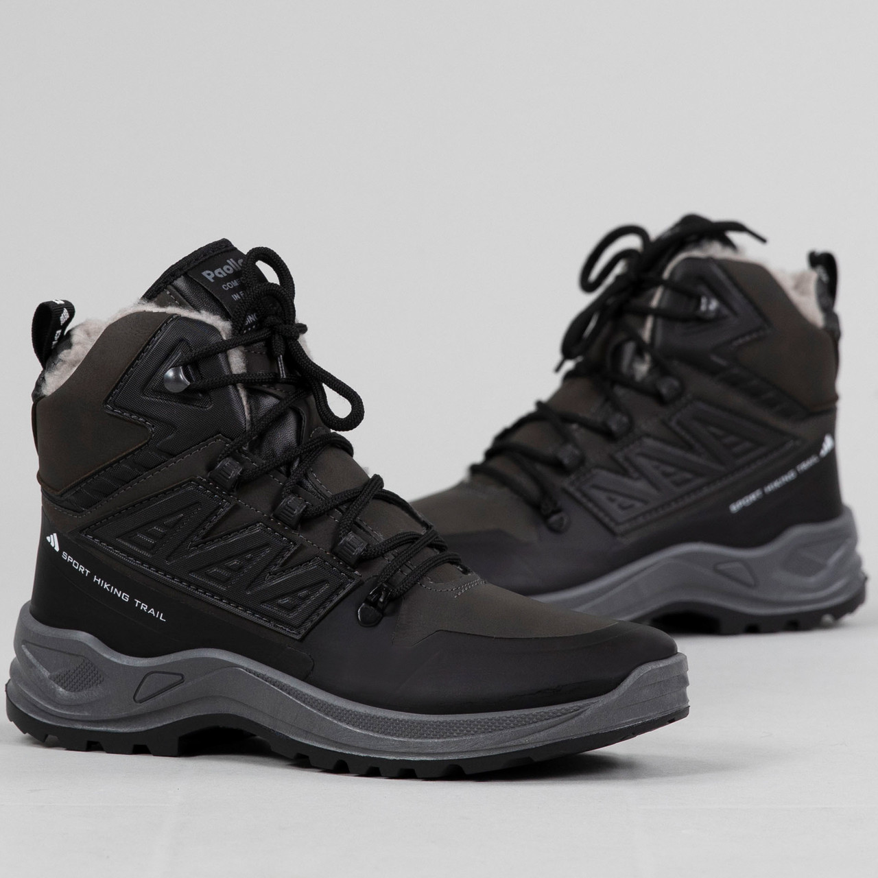 Черевики чоловічі зимові високі з хутром шкіряні (365 коричневі)