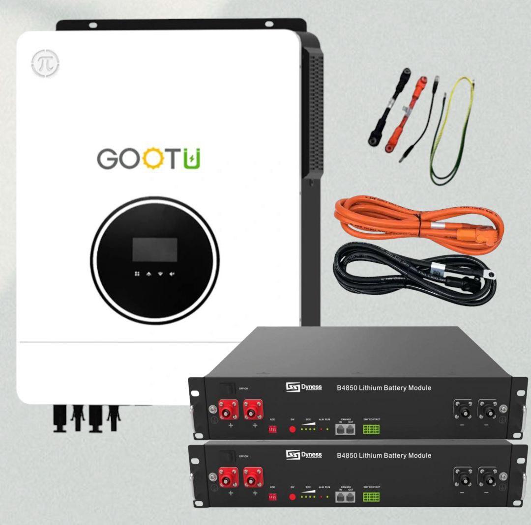 10,2 кВт гібридний інвертор Gootu + 4,8 кВт акумулятор Dyness B4850, для дома, котлів, сонячних батарей