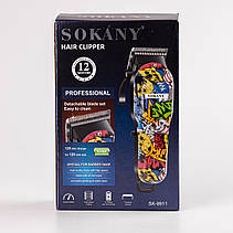 Машинка для стрижки Sokany SK-9911 професійна 4 насадки, фото 6