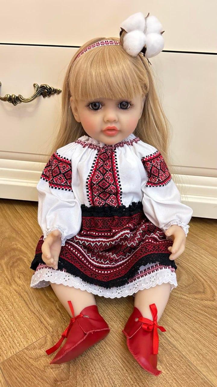 Лялька вінілова 55см, в українському костюмі, Reborn Baby Doll 57