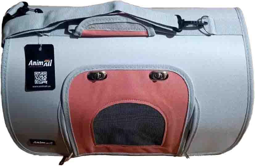 Сумка-переноска жорстка AnimAll 0314 для собак і кішок з фронтальними дверима CH-1655, 44х22х25 см рожева, фото 1
