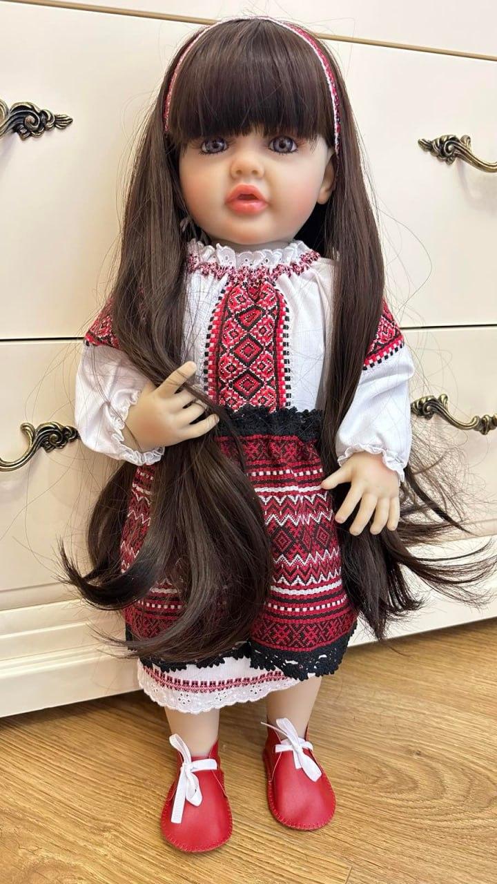 Лялька вінілова 55см, в українському костюмі, Reborn Baby Doll 58