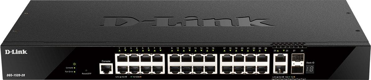 D-Link Комутатор DGS-1520-28 24xGE 2xSFP, 2xSFP+ Керований. L3