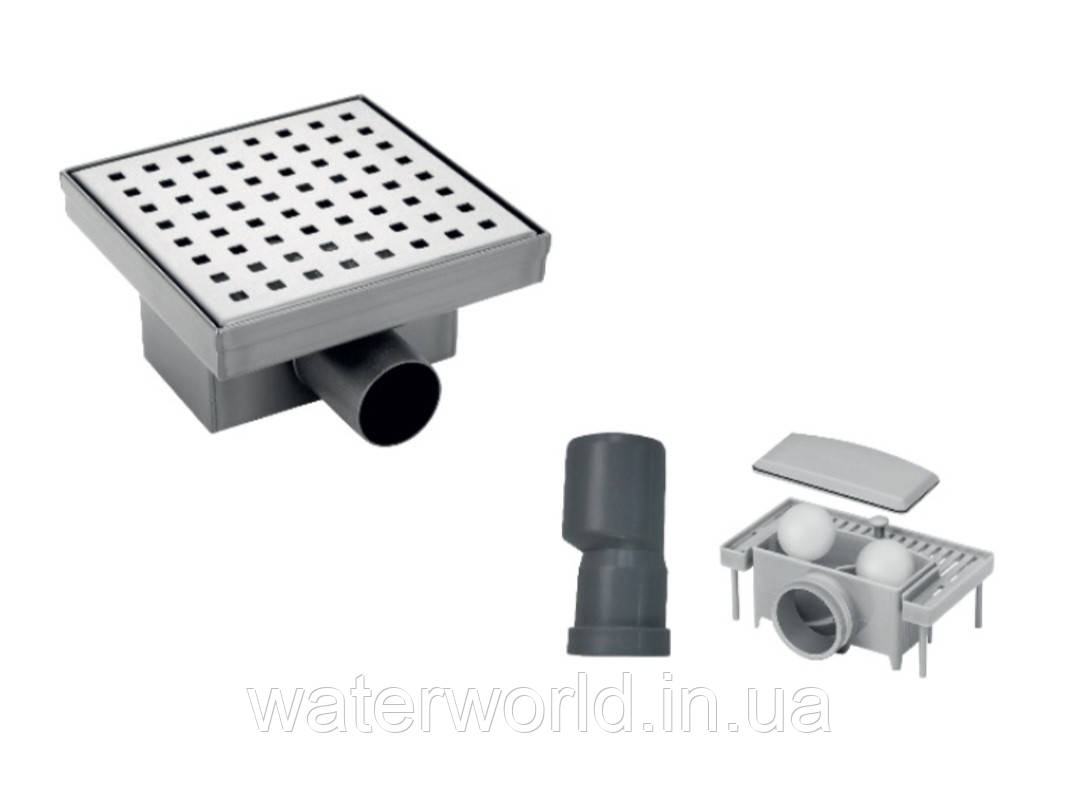 Душовий квадратний трап ТМ. KOER Чехія FD02-S 150 мм×150 мм із мокрим і сухим закривом