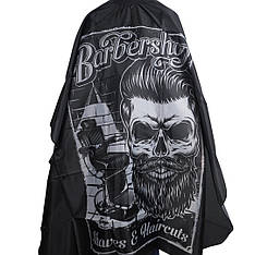 Перукарська накидка Hots Professional Skull на резинці та гачках, 113*140см (HP1076)